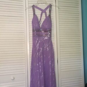 Purple and silver prom dress